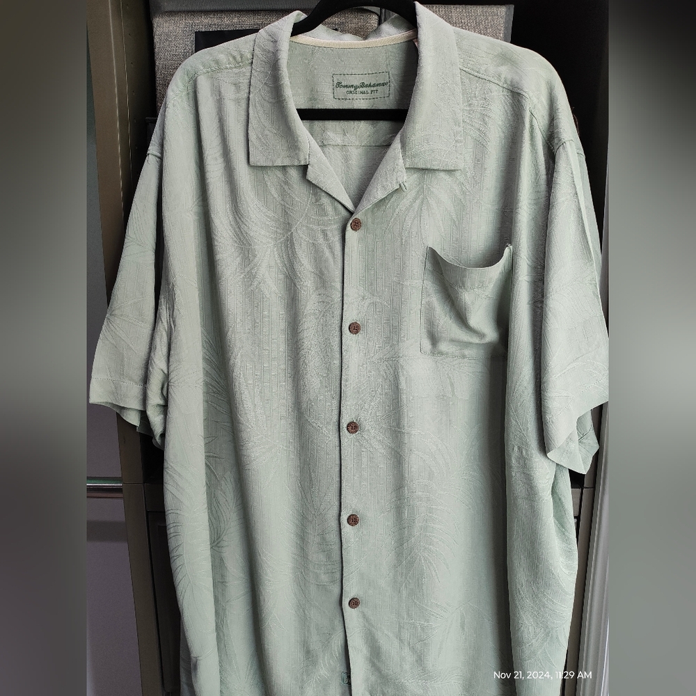 Tommy Bahama Short Sleeve Men's Shirt - XXL Gray Big and Tall